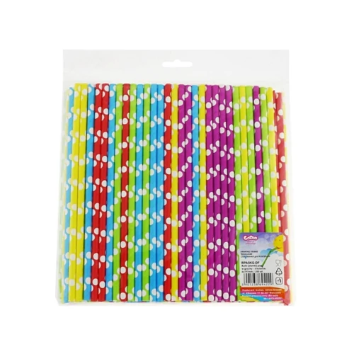 Pöttyös papírszívószál vegyes színben 240db/cs 6 x 197 mm