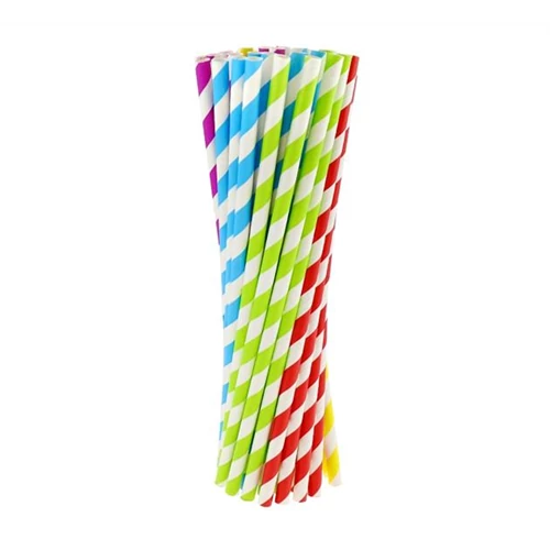Csíkos papírszívószál vegyes színben, 240 db