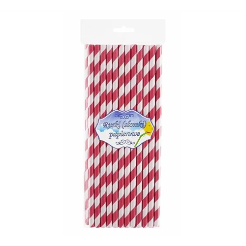 Fuxia csíkos papírszívószál 24 db/cs 6 x 197 mm
