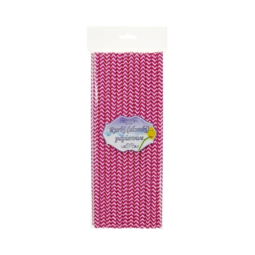 Pink hullámos papírszívószál 24 db/cs 6 x 197 mm