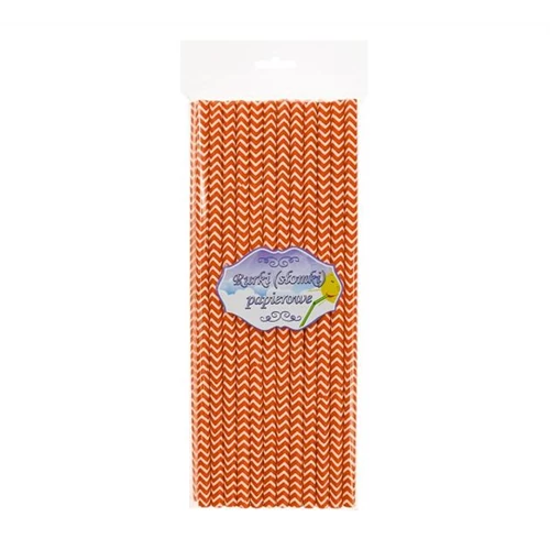 Narancssárga hullámos papírszívószál - 19,7 cm, 24 db / csomag