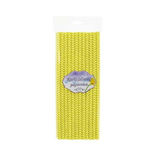 Sárga hullámos papírszívószál - 19,7 cm, 24 db / csomag