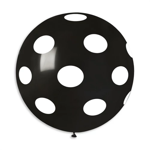 80 cm-es fehér pöttyös fekete gumi léggömb
