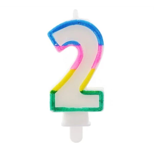 2-es neon számgyertya, 7,5 cm