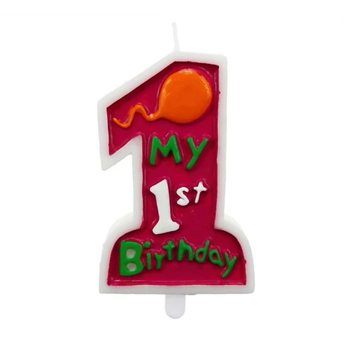 My 1st Birthday pink számgyertya