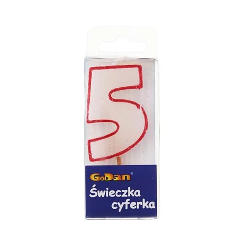 5-ös glitteres számgyertya, 6 cm