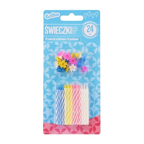 Gyertya tartóval 4 színben - 6 cm, 24 db / csomag