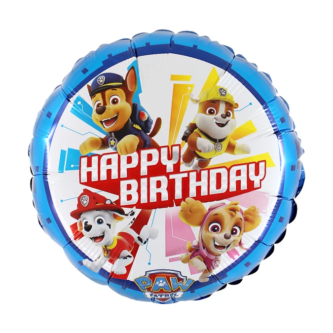 45 cm-es Mancs őrjárat Happy Birthday fólia lufi
