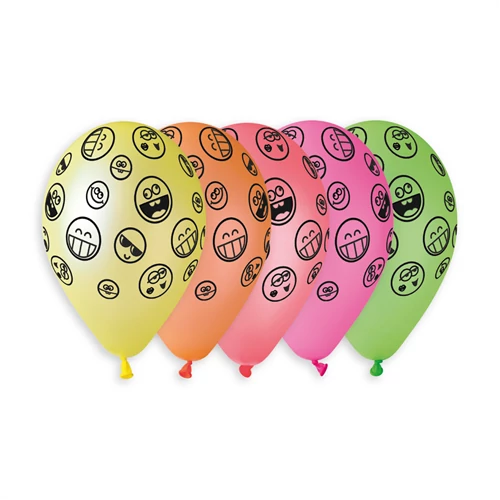 33 cm-es smiley fejek  printelt gumi léggömb 50 db/cs.