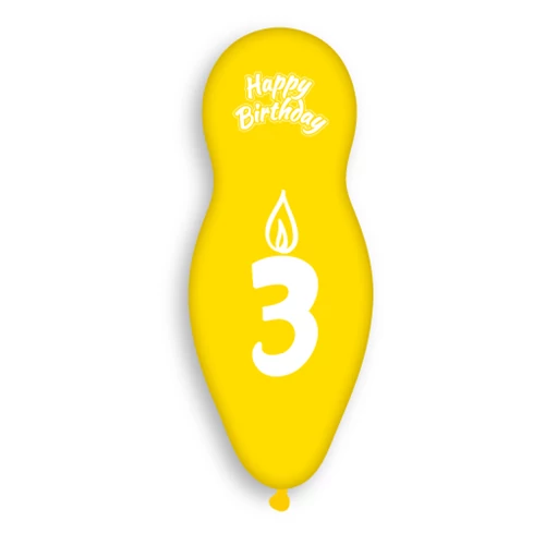 55 cm-es HB 3. születésnapra printelt, forma gumi léggömb 5db/cs.