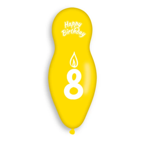 55 cm-es HB 8. születésnapra printelt, forma gumi léggömb - 5 db / csomag