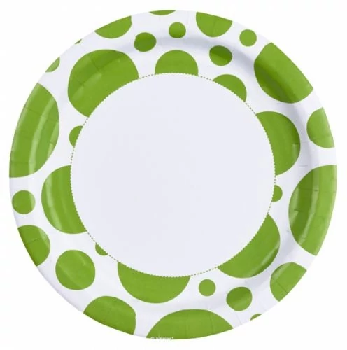 Limezöld pöttyös tányér 23 cm -es 8 db/cs