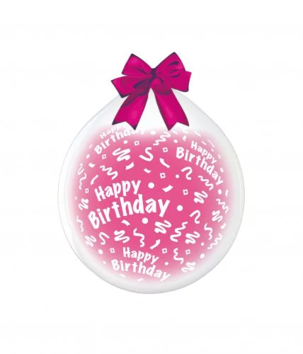 45 cm-es töltős, Happy Birthday szerpentines printelt gumi léggömb - 5 db / csomag